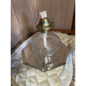 Vintage Eagle Oil Lamp Base- Clear Glass, Made In USA